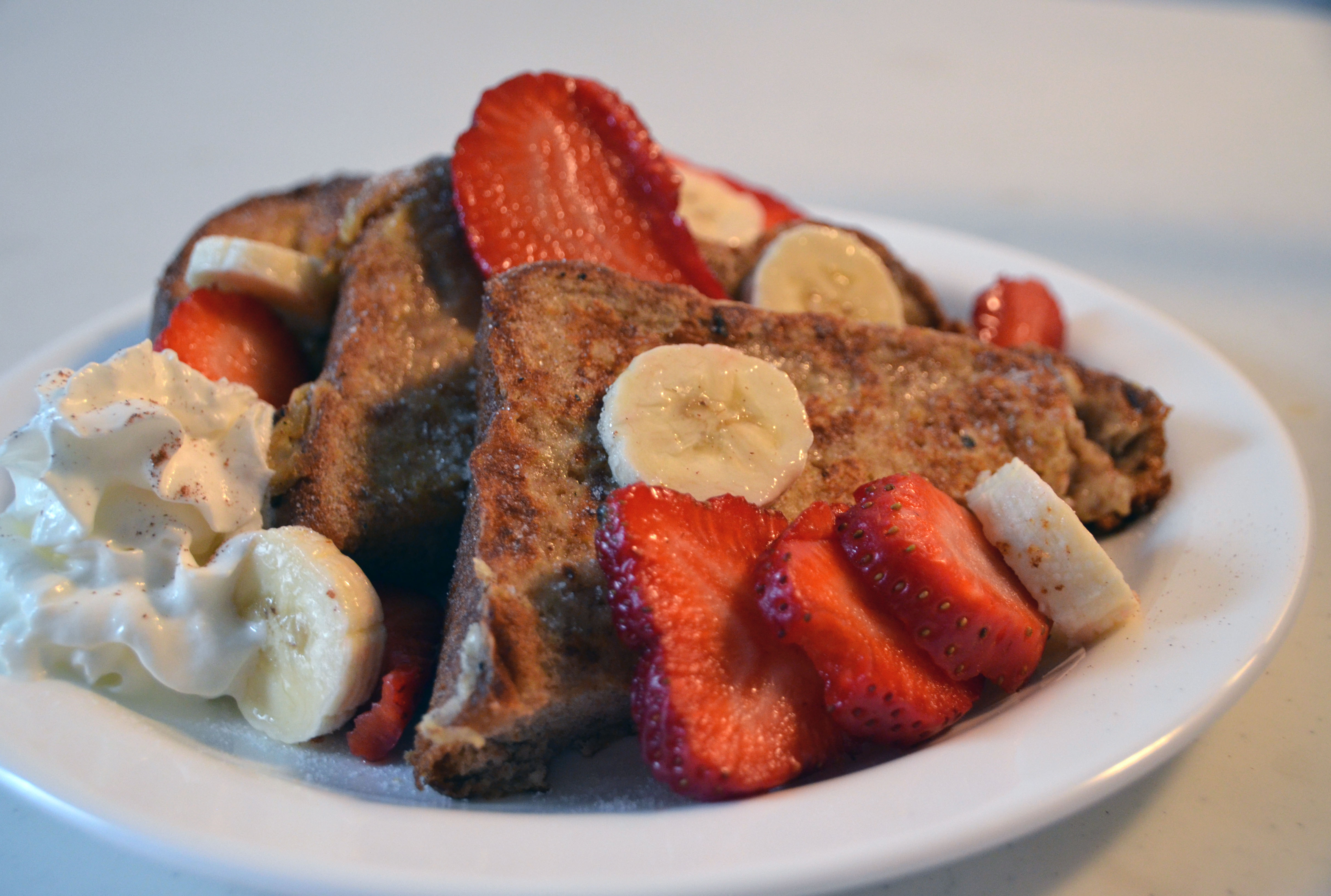 Fluffy French Toast with Fresh Fruits and Condensed Milk